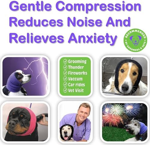 Happy Hoodie The Original Dog & Cat Calming Band - American Brand - Anxiety Relief/Noise Protection - Grooming - Thunder - Fireworks (Large, Black) - Since 2008