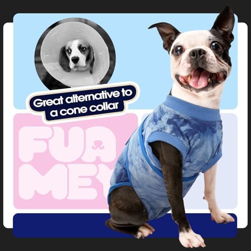 FUAMEY Recovery Suit for Dogs After Surgery,Soft Breathable Dog Bodysuit E-Collar & Cone Alternative Surgical Suit,Male Female Dog Neuter Spay Suits Anti Licking Wounds Onesie Blue Tie Dye XL