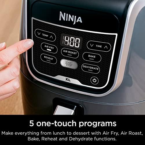 Ninja Air Fryer XL, 5.5 Qt. Capacity that can Air Fry, Air Roast, Bake, Reheat & Dehydrate, with Dishwasher Safe, Nonstick Basket & Crisper Plate and a Chef-Inspired Recipe Guide, Grey, AF150AMZ