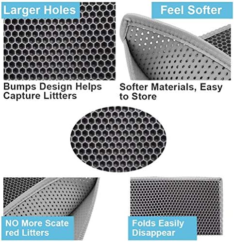 Pieviev Cat Litter Mat Double Layer Waterproof Urine Proof Trapping Mat 1 Pack (Gray, 24x15 Inch (Pack of 1))