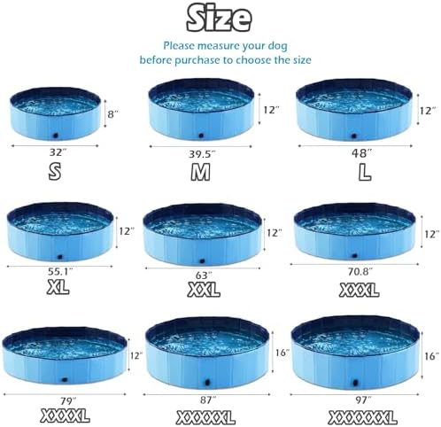 Jasonwell Foldable Dog Pet Bath Pool Collapsible Dog Pet Pool Bathing Tub Kiddie Pool Doggie Wading Pool for Puppy Small Medium Large Dogs Cats and Kids 48" Blue