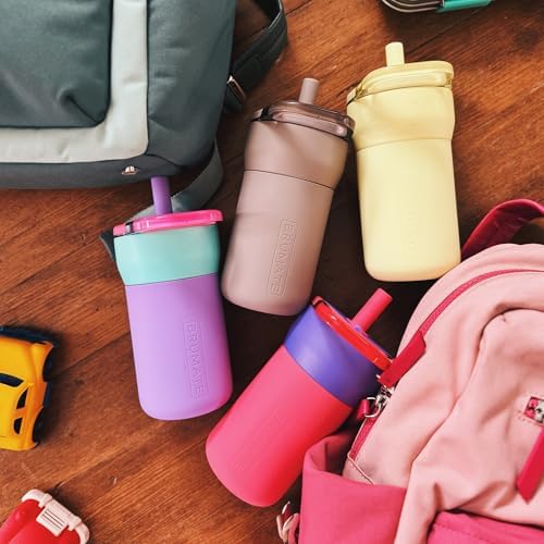 BrüMate Leap 12oz 100% Leakproof Kids Tumbler with Handle and Silicone Soft Straw | Drop Resistant Silicone Sleeve | For Kids 4+ | Insulated Stainless Steel | Cup Holder Friendly | (Nightfall Blue)