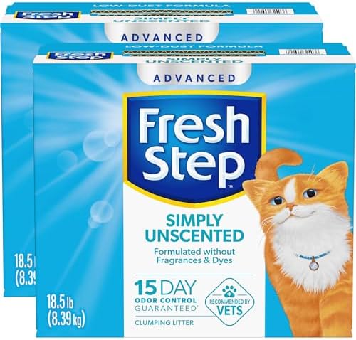 Fresh Step Advanced Simply Unscented Clumping Litter, Fresh Step Unscented Cat Litter Fights Odor on Contact, 37 lbs. (2 x 18.5 lb. Box)