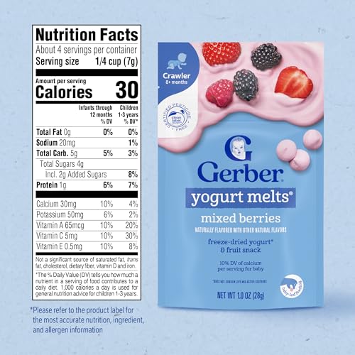Gerber Baby Snacks Yogurt Melts, Mixed Berries, 1 Ounce (Pack of 7)