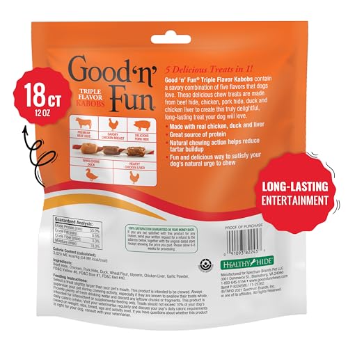 Good'N'Fun Triple Flavored Rawhide Kabobs for Dogs
