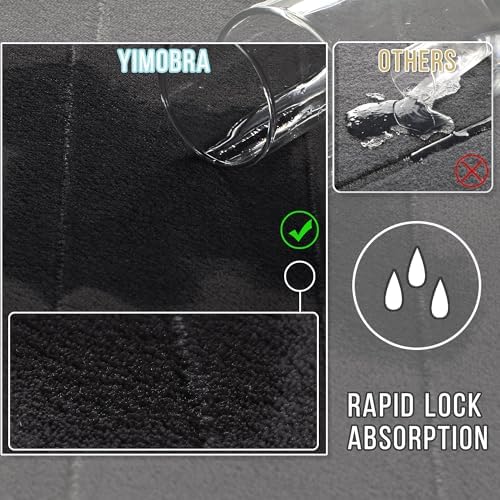 Yimobra Memory Foam Bath Mat, Super Soft Absorbent Bathroom Rug Non Slip 24x17 Inch, Quick Dry, Machine Washable Floor Carpet for Tub Shower, Home Decor Accessories, Black