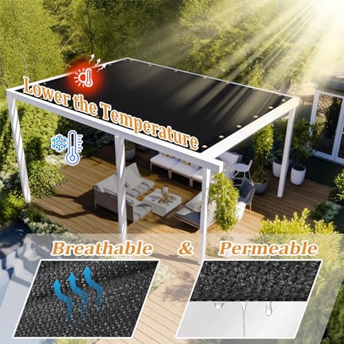 Shade&Beyond Customized Size 8' X 9' Shade Cloth with Grommets, 90% UV Protection UV Protection Mesh Tarp Sun Screens for Patio GN01, Black