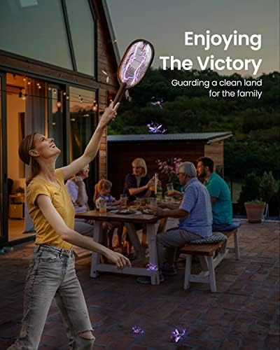 GAIATOP Electric Fly Swatter, 3800V Battery Powered Handheld Fly Zapper, 3-Layer Protection Grid Bug Zapper Racket for Home Bedroom Kitchen Office Backyard Patio Indoor Outdoor