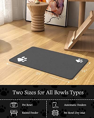 Pet Feeding Mat-Absorbent Dog Mat for Food and Water Bowl-No Stains Quick Dry Dispenser Mat-Dog Accessories Pet Supplies-Bowl for Messy Drinkers(Darkgrey,16"x24"