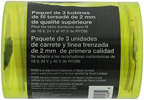Ryobi One PLUS+ AC80RL3 OEM .080 Inch Twisted Line and Spool Replacement for Ryobi 18v, 24v, and 40v Cordless Trimmers (3 Pack)