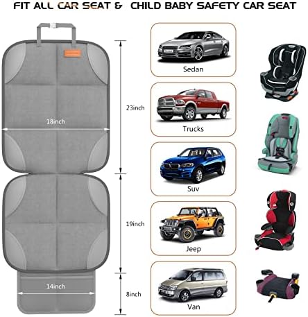 2 Pack Car Seat Protector - 600D Fabric Waterproof Carseat Protector with Thickly Padded to Protect Your Car Seats from Child Seats and Pets (Light Grey)