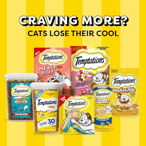 Temptations Classic Crunchy and Soft Cat Treats, Creamy Dairy Flavor, 3 oz. Pouch (Pack of 12)