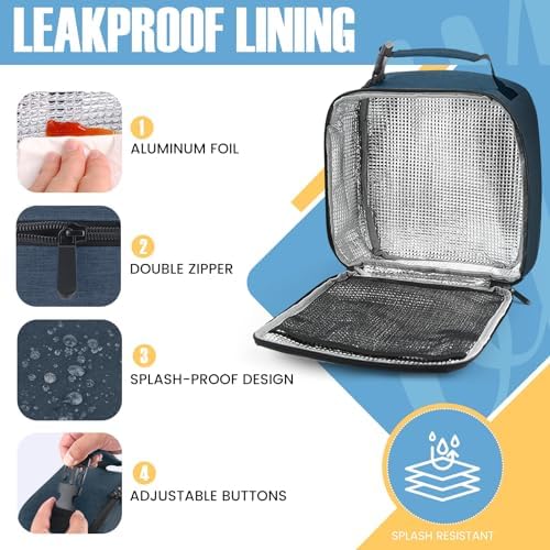 Lunch Bag for Men/Women, Reusable Lunchbox for Adult, Small Insulated Lunch box, Lunch Tote Bag for Office, Work, Picnic - Blue