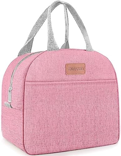 Lunch Bag for Women & Men Adult Insulated Lunch Box, Small Leakproof Cooler Food Lunch Containers Reusable High Capacity Lunch Tote Bags for Work, Travel, Outdoor (Pink)
