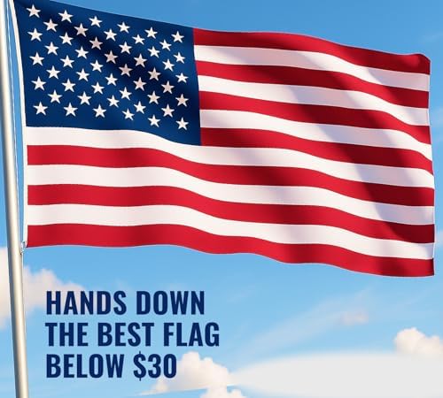 3x5 USA Flag With Embroidered Stars & Sewn Stripes - American Flags for Outside 3x5 – Heavy Duty UV Treated Polyester (Tougher Than Nylon), 70% More Fade Resistant