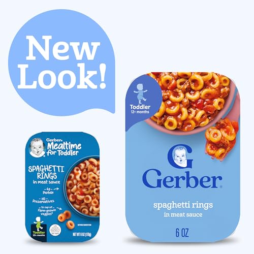 Gerber Toddler Food, Spaghetti Rings in Meat Sauce, Mealtime for Toddler, 6PK