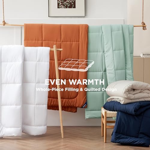 Bedsure Comforter Duvet Insert - Quilted Comforters Queen Size, All Season Duvet, Down Alternative Bedding, with 8 Tabs, Gifts for Women/Men, White, Queen 88 x 88 Inches