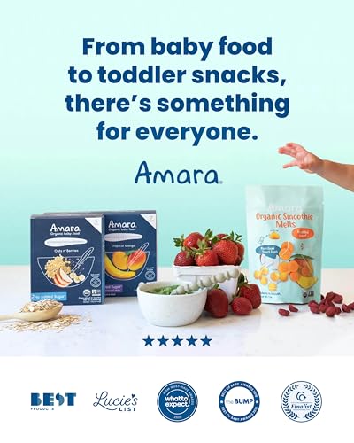 Amara Organic Baby Food - Stage 1 - Banana - Baby Cereal to Mix With Breastmilk, Water or Baby Formula - Shelf Stable Baby Food Pouches Made from Organic Fruit - 7 Pouches, 3.5oz Per Serving