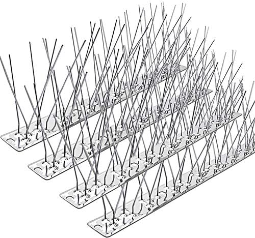 PANGCH Bird Spikes,Stainless Steel Bird Spikes Metal Bird Spikes Fence Spikes Easy to Install - 10 Strips 10.82 Feet Coverage