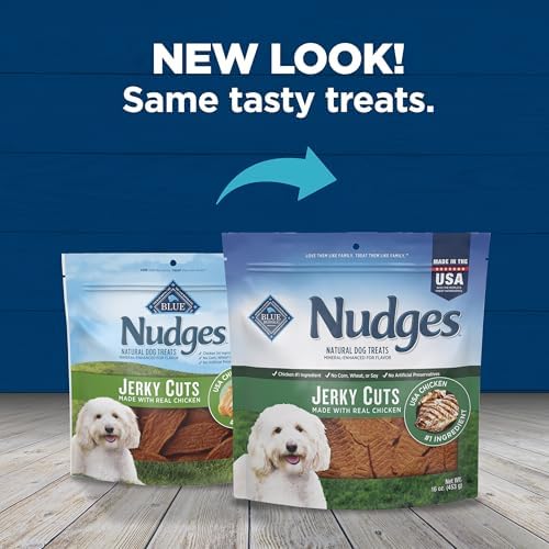 Blue Buffalo Nudges Jerky Bites Dog Treats, Made in the USA with Natural Ingredients, Bite-Sized Pieces, Chicken, 16-oz Bag
