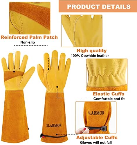 Long Gardening-Gloves Women/Men-Thorn proof Rose Pruning Heavy Duty Gauntlet-L