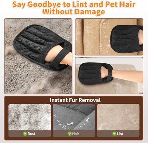 Pet Hair Removal Glove for Cats & Dogs, 2025 Newly Upgraded Five-Finger Electrostatic Pet Hair Gloves, Reusable Pet Hair Remover Tool for Clothing, Couch, Carpet, Car Seat