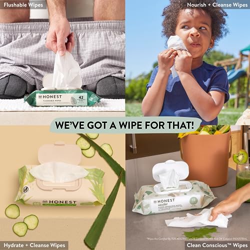 The Honest Company Plant-Based Toddler Flushable Wipes | Designed for Potty Training | 99% Water, Hypoallergenic, EWG Verified, Safe to Flush | Fragrance Free, 126 Count