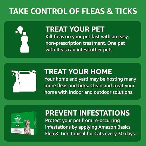Amazon Basics Flea and Tick Topical Treatment for Cats (Over 1.5 Pounds), 6 Count (Previously Solimo)