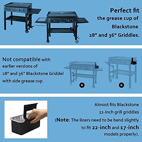 20 Pack Blackstone Grease Cup Liners, Grease Catcher Liner, Aluminum Foil Drip Pan for 28 and 36 inch Blackstone Griddle