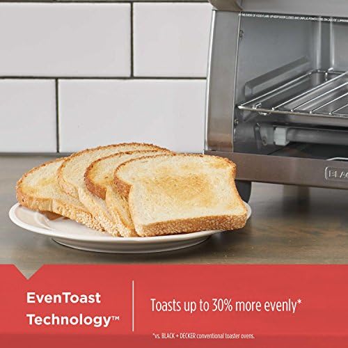 BLACK+DECKER 4-Slice Toaster Oven with Easy Steam Compact Iron, Nonstick Plate, SmartSteam, Anti-Drip