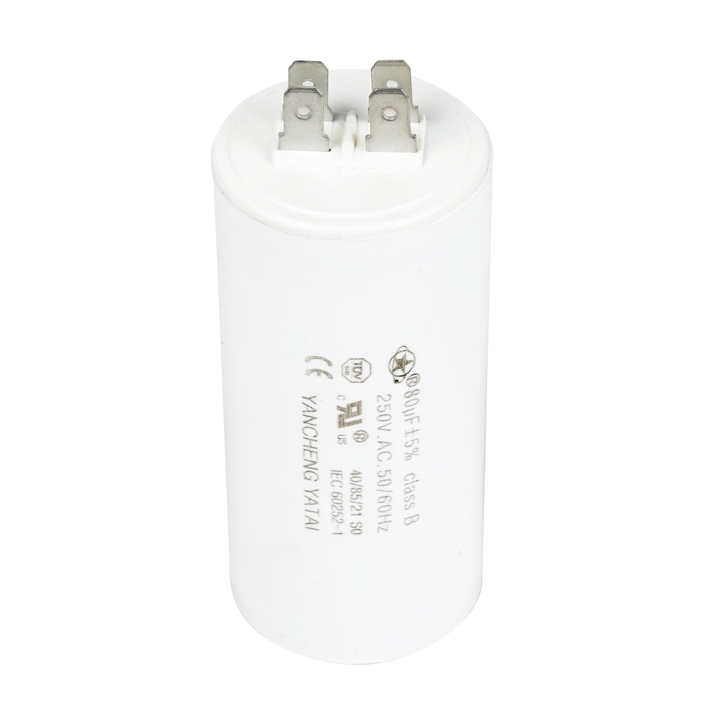 YATAI CBB60 Capacitor 80uF 250V AC, 4-Pin Run Capacitor, 50/60Hz, 1.64 x 3.54 in Cylinder, for Irrigation Pump, Washing Machine, Cement Mixer, and Dehumidifier