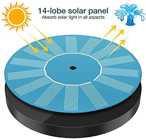 AISITIN Solar Bird Bath Fountain Pump, Solar Powered Water Fountain Pump with 6 Nozzles, Garden, Ponds, Pool, Fish Tank and Outdoor, 1.5W, 1.5W-New 2 Pack