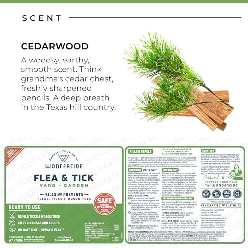 Wondercide - Ready to Use Flea, Tick, and Mosquito Yard Spray with Natural Essential Oils – Mosquito and Insect Killer, Treatment, and Repellent - Plant-Based - Safe Around Pets, Plants, Kids - 32 oz