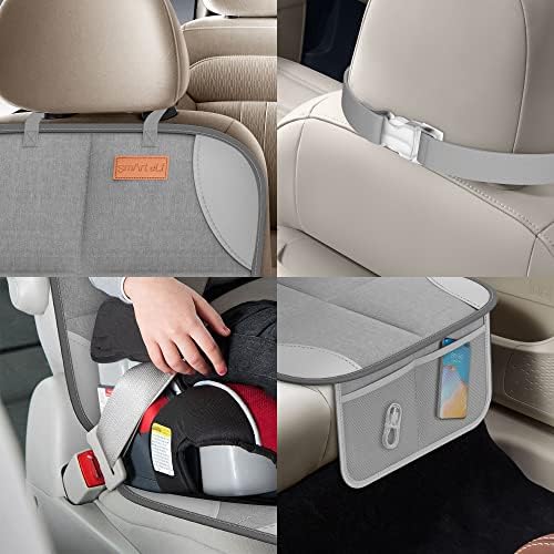2 Pack Car Seat Protector - 600D Fabric Waterproof Carseat Protector with Thickly Padded to Protect Your Car Seats from Child Seats and Pets (Light Grey)