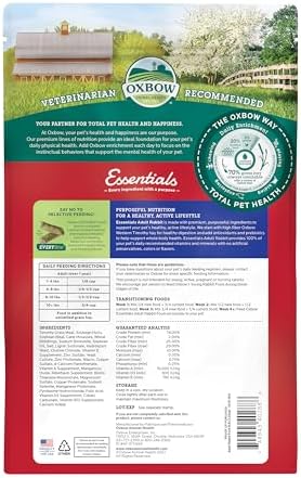 Oxbow Essentials Rabbit Food, Adult Rabbit, Made with Oxbow Timothy Hay, Pet Pellets with Vitamins & Minerals, Small Animal Pet Products, Bunny Supplies, Made in USA, Bunny Food, 5 lb