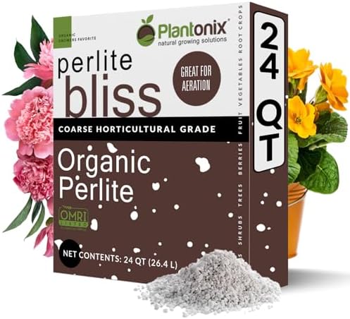 Perlite Bliss (24 Qts) - Organic Perlite for Plants - Coarse Perlite Bulk Soil Amendment - Chunky Perlite for Plants, Potting Soil, Garden Soil, & Coco Coir - Horticultural Perlite for Gardening