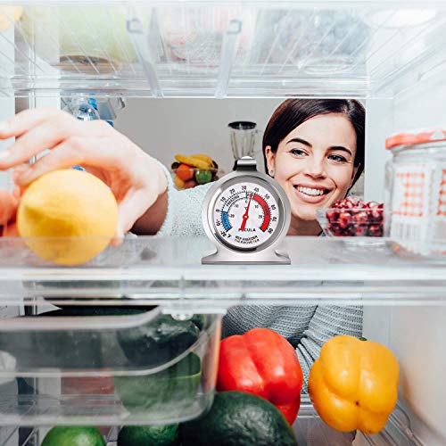 4PACK Refrigerator Thermometer -30-30 deg C/-20-80 deg F, Classic Fridge Thermometer Large Dial with Red Indicator Thermometer for Freezer Refrigerator Cooler