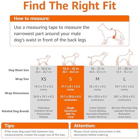Amazon Basics Absorbent, Leakproof Male Dog Wrap Disposable Diapers, Small, Pack of 50, White