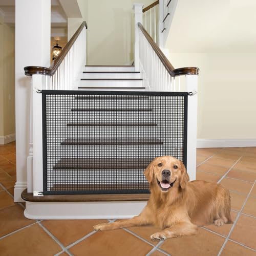 Dog Gate for Stairs Pet Gates for The House: Dogs Screen Mesh Gate for Doorways Stairways Indoor Safety 29 inches Tall, 38 inch Wide