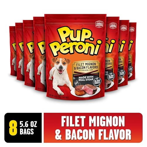 Pup-Peroni Filet Mignon & Bacon Flavor Dog Treats, 5.6 Ounce (Pack of 8)
