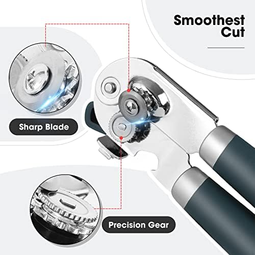 Beneno Can Opener Manual with Magnet, Hand Held Heavy Duty Can Opener with Durable Sharp Blade Smooth Edge, Big Effort-Saving Knob, Soft Grip Rubber Handle, Multifunctional Bottle Opener, Green