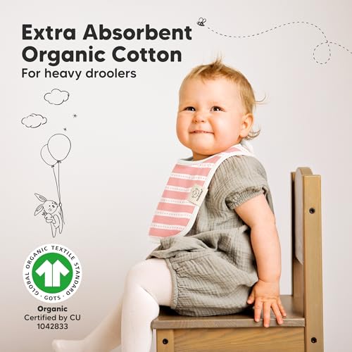 8-Pack Organic Baby Bibs for Boys, Girls - Soft Cotton Drooling and Teething Bibs for Baby Girl & Boy, Extra Absorbent, Easy to Clean & Put On for Toddler, Newborn, Infant 0-24 Months (Sweet Charm)