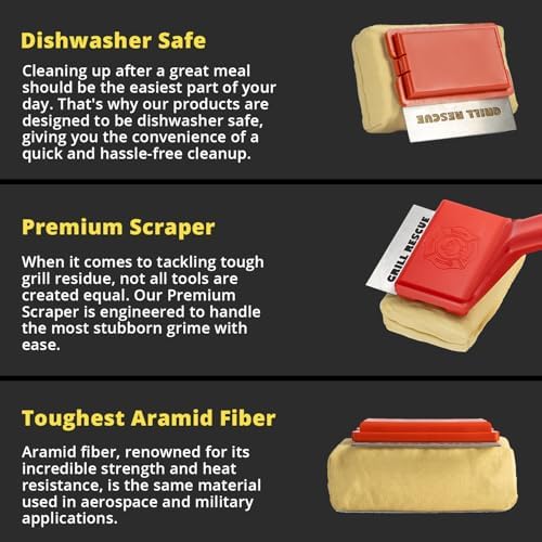 Grill Rescue BBQ Replaceable Cleaning Head, Bristle Free - Durable and Unique Grill Tools for Cast Iron or Stainless-Steel Grates, Barbecue Cleaner