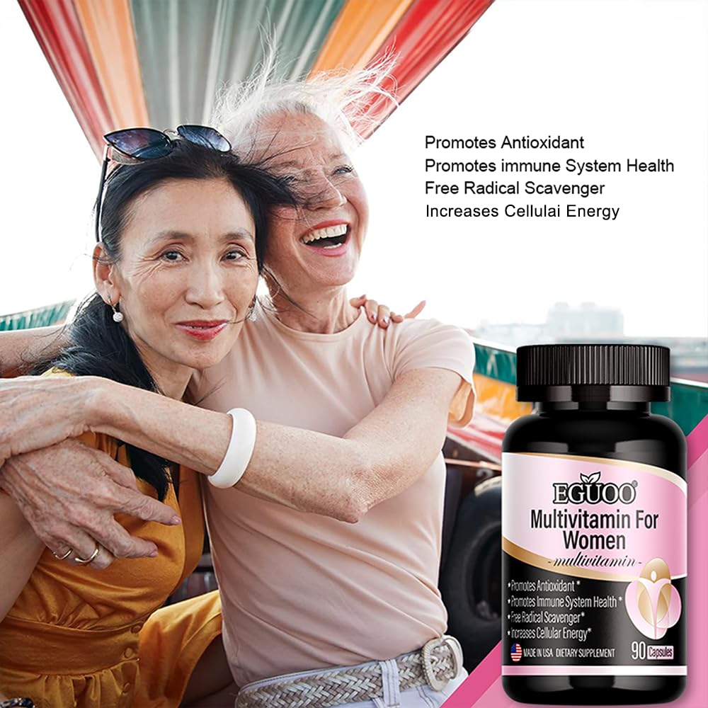 EGUOO Multivitamin for Women - Womens Multivitamin with Vitamin C, E, Biotin and Folic Acid Vitamins for Women - Womens Vitamins for Energy, Immune, Brain, Heart, Eye and Bone Health, 90 Capsules