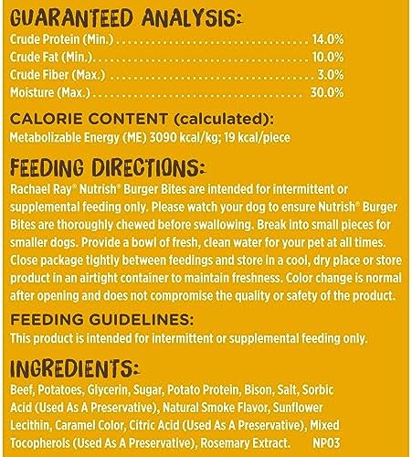 Nutrish Rachael Ray Burger Bites Dog Treats, Beef Recipe with Bison, 30 oz. Pouch