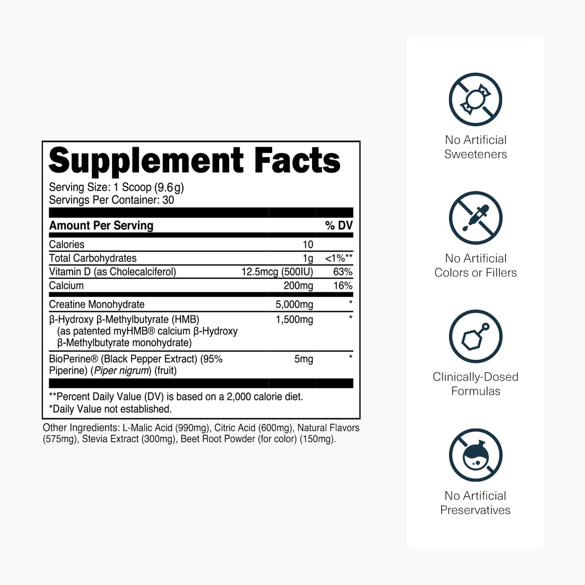 Transparent Labs Creatine HMB - Creatine Monohydrate Powder with HMB for Muscle Growth, Increased Strength, Enhanced Energy Output, and Improved Athletic Performance - 30 Servings, Tropical Punch