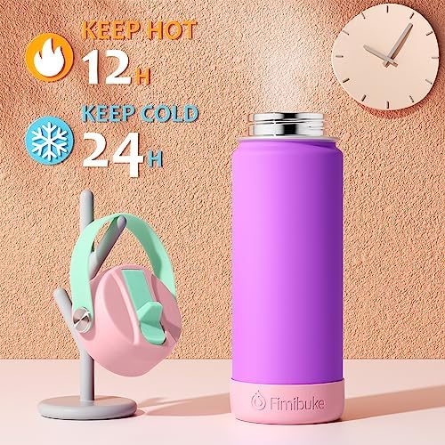 Fimibuke Kids Insulated Water Bottle - 18oz BPA-FREE 18/8 Stainless Steel Kid Cup with Straw Travel Tumbler Leak Proof Double Wall Vacuum Toddler Water Bottle for School Boy Girl(2 Pack, Candy/Bubble)