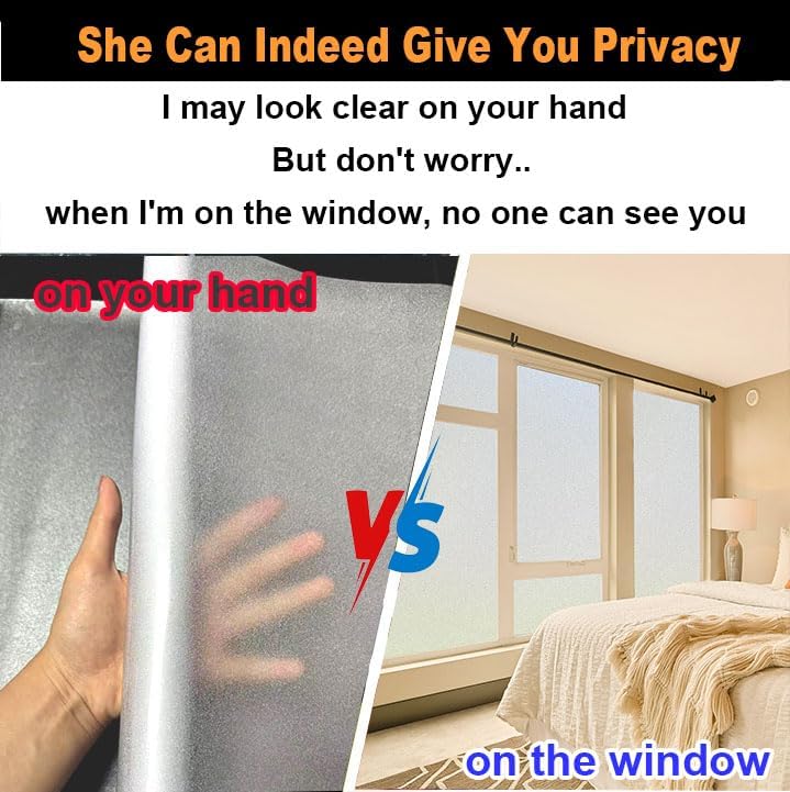 Frosted Glass Window Privacy Film Decorative with Tools, 2 Way Frosting Privacy Film for Glass Windows, Static Cling Tint for Home Anti-UV, Covering Clings 29.5" by 78.74"