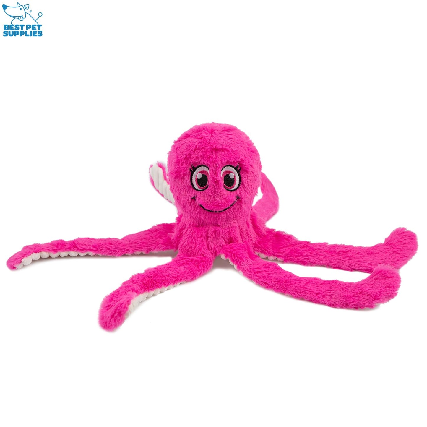 Best Pet Supplies OctoMutant Crinkle Plush Dog Toys for Interactive Play, Puppy and Senior Indoor Play, Soft Head Stuffing, Cute and Cuddly - Bundle (Fuchsia, Purple, Turquoise)