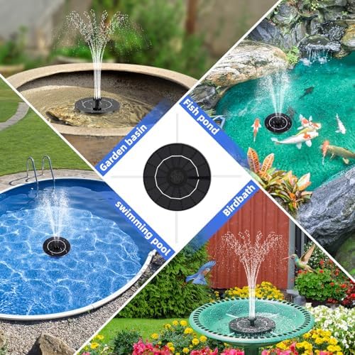 Solar Fountain for Bird Bath, Solar Water Fountain with Multiple Nozzles & Fixed Pipes, Upgraded Version 3.5W Solar Water Pump, Suitable for Bird Bath, Garden, Courtyard, Fish Tank, Outdoor